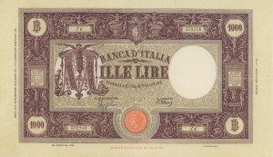 ITALSKÁ BANKA 1 000 lir 12. 12. 1942 Velký paprsek M - Gig. ...