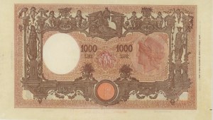 ITALSKÁ BANKA 1 000 lir 12. 12. 1942 Velký paprsek M - Gig. ...