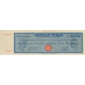 BANCA D'ITALIA 5,000 Lire 28/01/1948 Prozatímní název Medu...