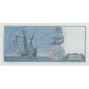 BANCA D'ITALIA 5 000 Lire 03/09/1964 Colombo premier type colo...