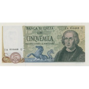 BANQUE D'ITALIE 5 000 lires 10/11/1977 Colombo deuxième type - ...