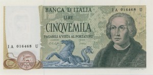 BANK OF ITALY 5,000 Lire 10/11/1977 Colombo drugi typ - ...