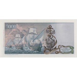 BANQUE D'ITALIE 5 000 lires 10/11/1977 Colombo deuxième type - ...