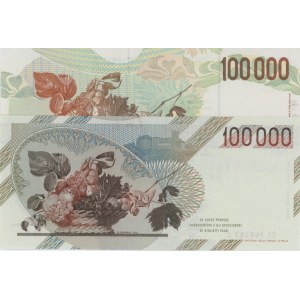 BANCA D'ITALIA 100 000 Lire 1992 Caravaggio, 50 000 Lire 199...