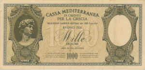 MEDITERRANEAN CREDIT CASH FOR GREECE 1,000 Drachmas 194...