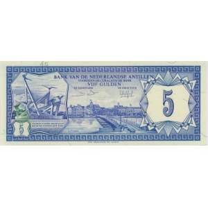 HOLLAND ANTILLES 5 Gulden 1984 pick#15b numéro de crayon...