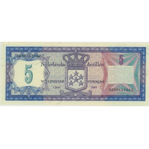 HOLLAND ANTILLES 5 Gulden 1984 pick#15b numéro de crayon...