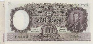 ARGENTINA lot of 2 banknotes: 1000 Pesos 1935 (1944-1955) ...