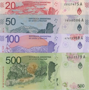 ARGENTINA 20, 50, 1000 and 500 Pesos 2018...