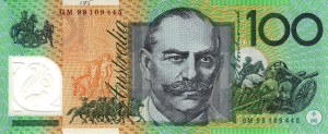 AUSTRÁLIE 100 dolarů 1998-2001 - Pick #55b Malé číslo s...