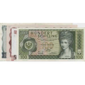 RAKOUSKO 1965/1985 série 4 bankovek od 100 do 1000 Schilli...