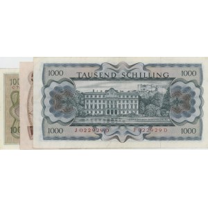 RAKOUSKO 1965/1985 série 4 bankovek od 100 do 1000 Schilli...