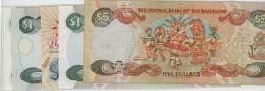 BAHAMAS lot of 7 bills: 1/2$ 1968 pick#26 + 1/2$ 1974 ...