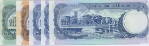 BARBADOS lot of 5 tickets: $2 1980 pick#30a + $2 1986 pi...