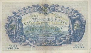 BELGIUM 500 Francs - 100 Belgas 16/07/1930 pick #103a written...