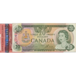 CANADA lotto di 2 biglietti: 20$ 1979 pick#93a + 50$ 2004 pi...