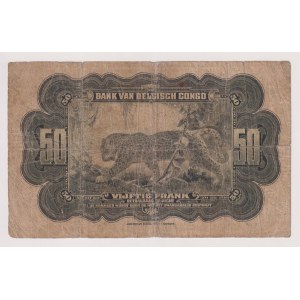 Congo belga - 50 Francs del 1943/52. Pieghe diffuse molto ma...