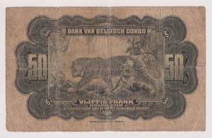 Belgické Kongo - 50 franků z let 1943/52. Rozsáhlé záhyby velmi...