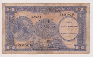 Kongo D.R. - 1000 franků ze dne 15. 2. 1962. Malá dírka v...