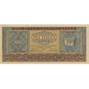 CROAZIA 5000 kuna 1943 pick#13a numero a matita...