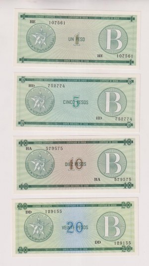 Cuba - Certificates of 1 + 5 + 10 + 20 Pesos series B. Ref. Pi...