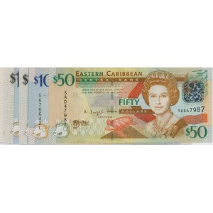 CARAÏBES ORIENTALES lot de 4 billets de 10$ + 1 billet de 10$ ...