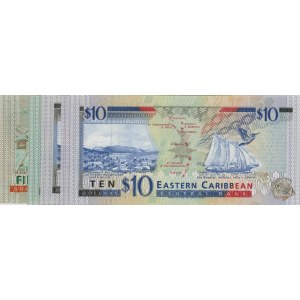 CARAÏBES ORIENTALES lot de 4 billets de 10$ + 1 billet de 10$ ...