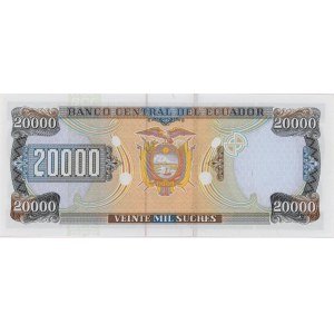 ECUADOR 20000 Sucres 1997 pick#129b numero a matita...