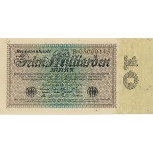 ALLEMAGNE (1923) 10 milliards Mark pick#116a chiffres au crayon...