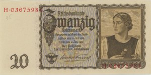 NĚMECKO (1939) 20 Značka pick#185 čísla tužkou...
