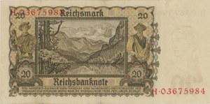 NĚMECKO (1939) 20 Značka pick#185 čísla tužkou...
