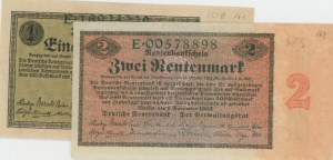NIEMCY 1923 partia 2 biletów: 1 Mark 1923 pick#161 + 2...