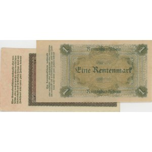 NĚMECKO 1923 lot 2 lístků: 1 Mark 1923 pick#161 + 2...