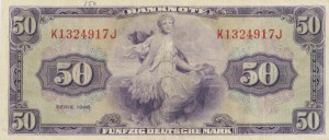 GERMANY 1948 50 Mark pick#7a pressed and penciled numbers...
