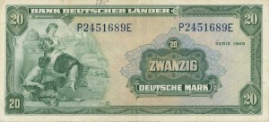 NĚMECKO 1949 20 Mark pick#17 číslo tužkou...