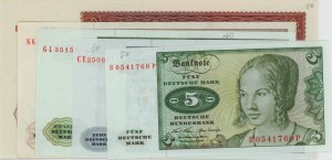 GERMANY DDR lot of 5 tickets: 50 Mark 1955 + (5 + 10 + ...