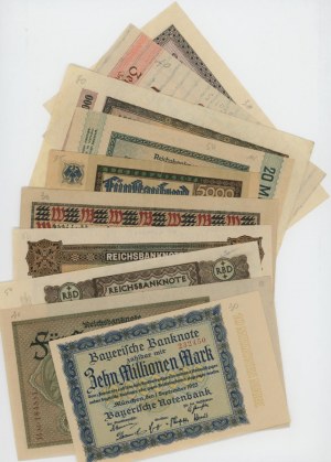 NĚMECKO série 10 bankovek 1923: 500000 až 20000000 Ma...