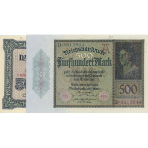 GERMANIA lotto di 2 banconote: 50 Mark 1918 pick#R132 + 500 ...