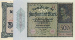NĚMECKO série 2 bankovek: 50 marek 1918 pick#R132 + 500 ...