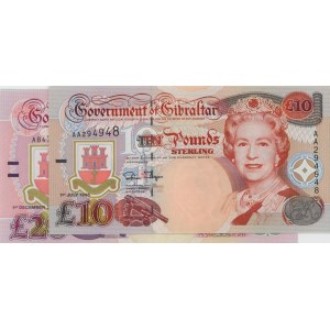 GIBRALTAR lot de 2 billets : 10 Livres 2006 pick#32 + 20...