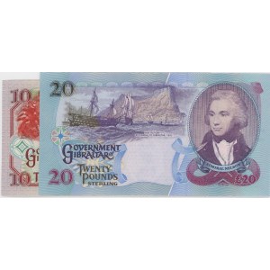 GIBRALTAR lot de 2 billets : 10 Livres 2006 pick#32 + 20...