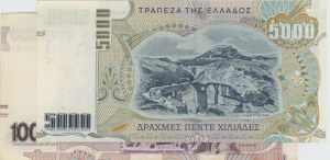 GREECE lot of 2 tickets: 5000 Drachmas 1997 pick#205a + 10...