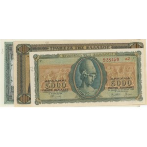 GRECIA lotto di 3 biglietti: 1000 Dracme 1939 pick#110 + 100...