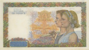 France - 500 Francs Pax 01/10/1942 - Pick #95b Number write...