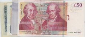 ENGLAND Lot of 11 banknotes: 1 Pound + 2 x 5 Pounds + ...