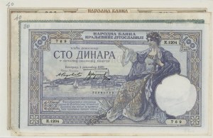 JUGOSLAVIA lot of 3 banknotes: 100 Dinara 1929 pick#27b + ...