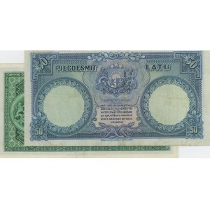 LETTONIA lotto di 2 banconote: 50 Latu 1934 pick#20a + 25 La...