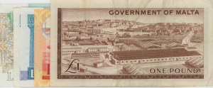 MALTA Sada 5 bankovek: 10 Liri 1967 (1989) pick#43 + 5 ...