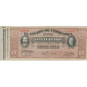 MEXIQUE lot de 5 billets : CHIHUAHUA (1 + 5 + 10 + 20 Pes...