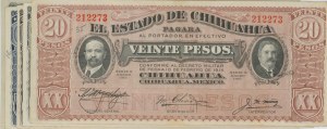 MEXICO lot of 5 tickets: CHIHUAHUA (1 + 5 + 10 + 20 Pes...